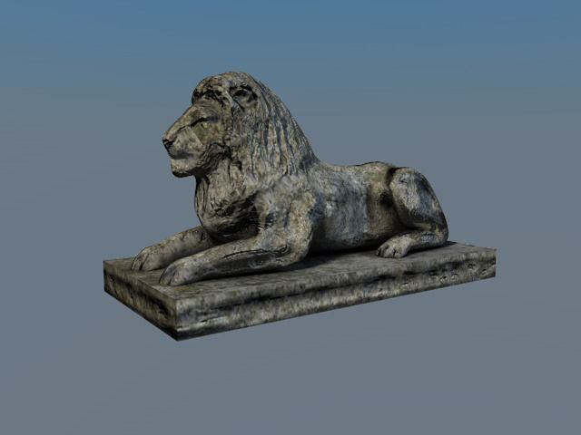Low poly stone lion Low-poly 3D model_5