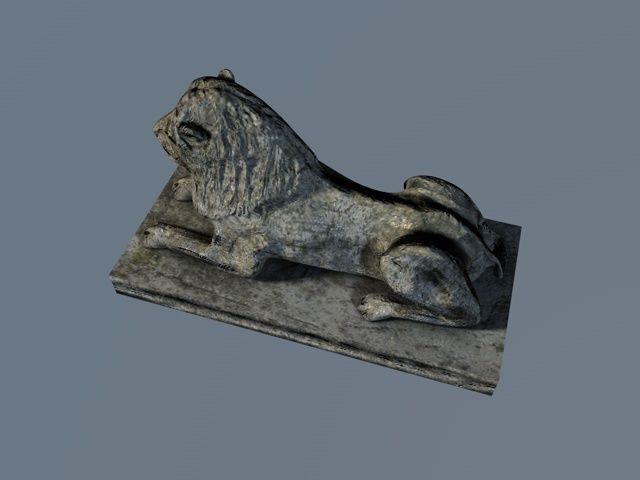 Low poly stone lion Low-poly 3D model_3