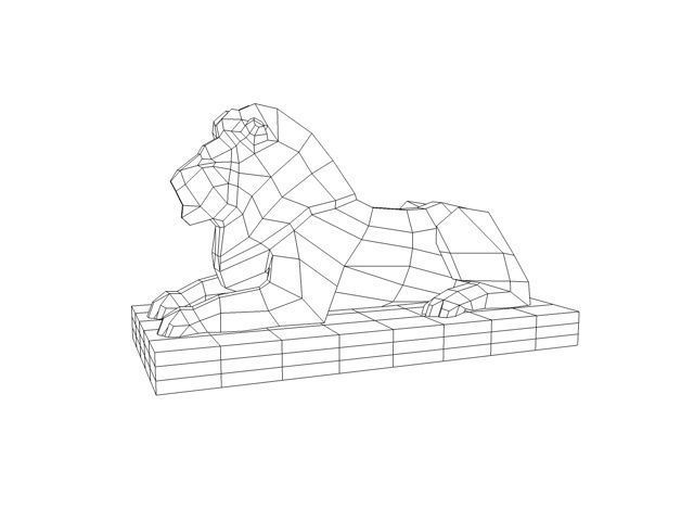 Low poly stone lion Low-poly 3D model_7
