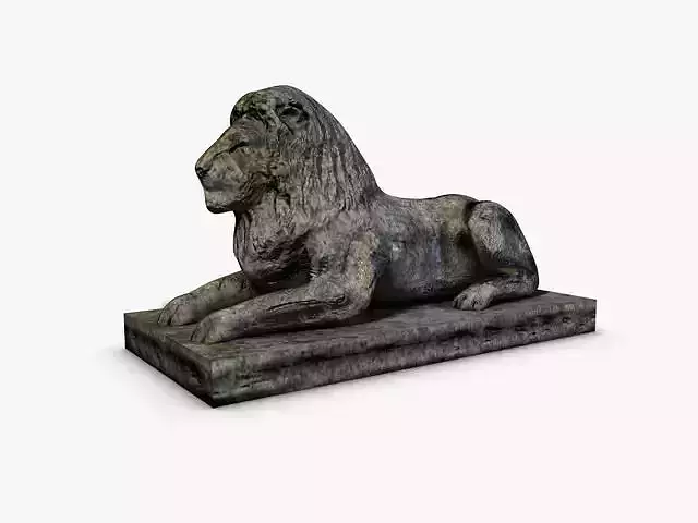 Low poly stone lion Low-poly 3D model