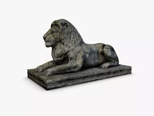 Low poly stone lion Low-poly 3D model_0