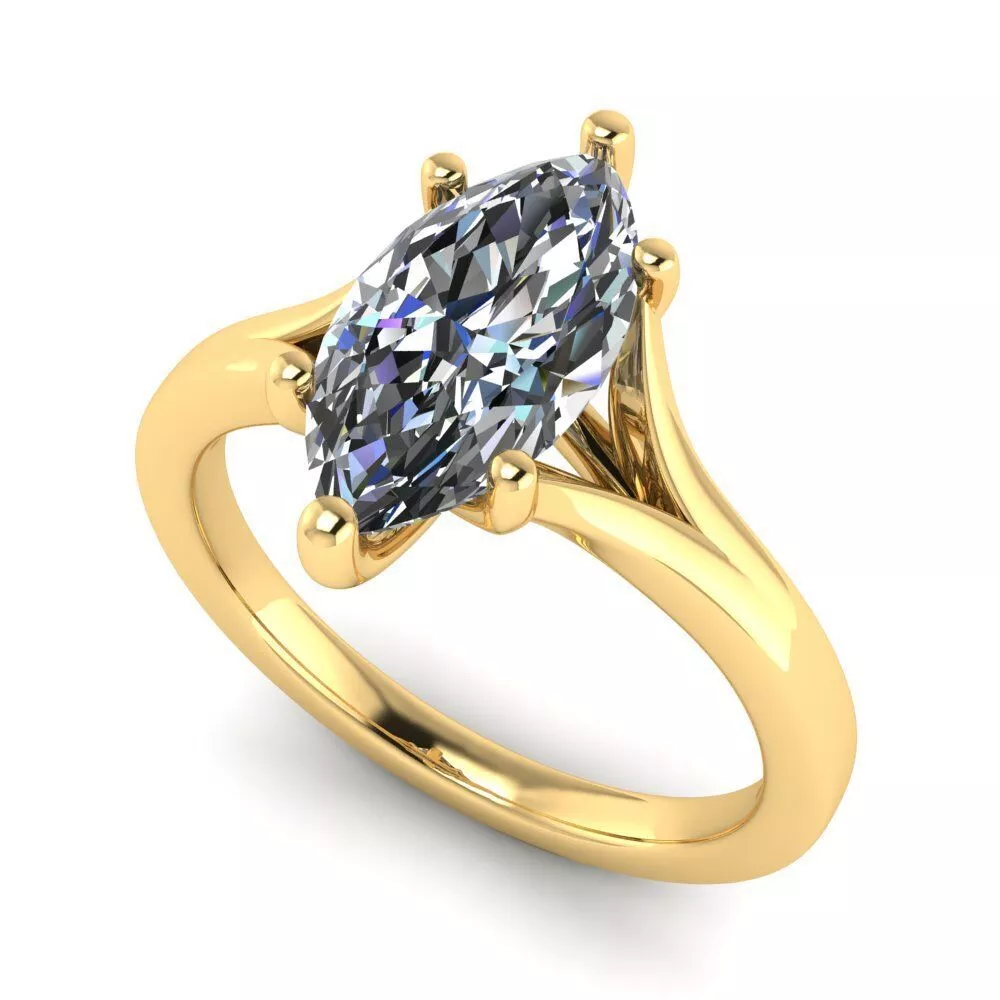 Marquise Solitaire Split Shank Engagement Ring 3D Model 3D print model