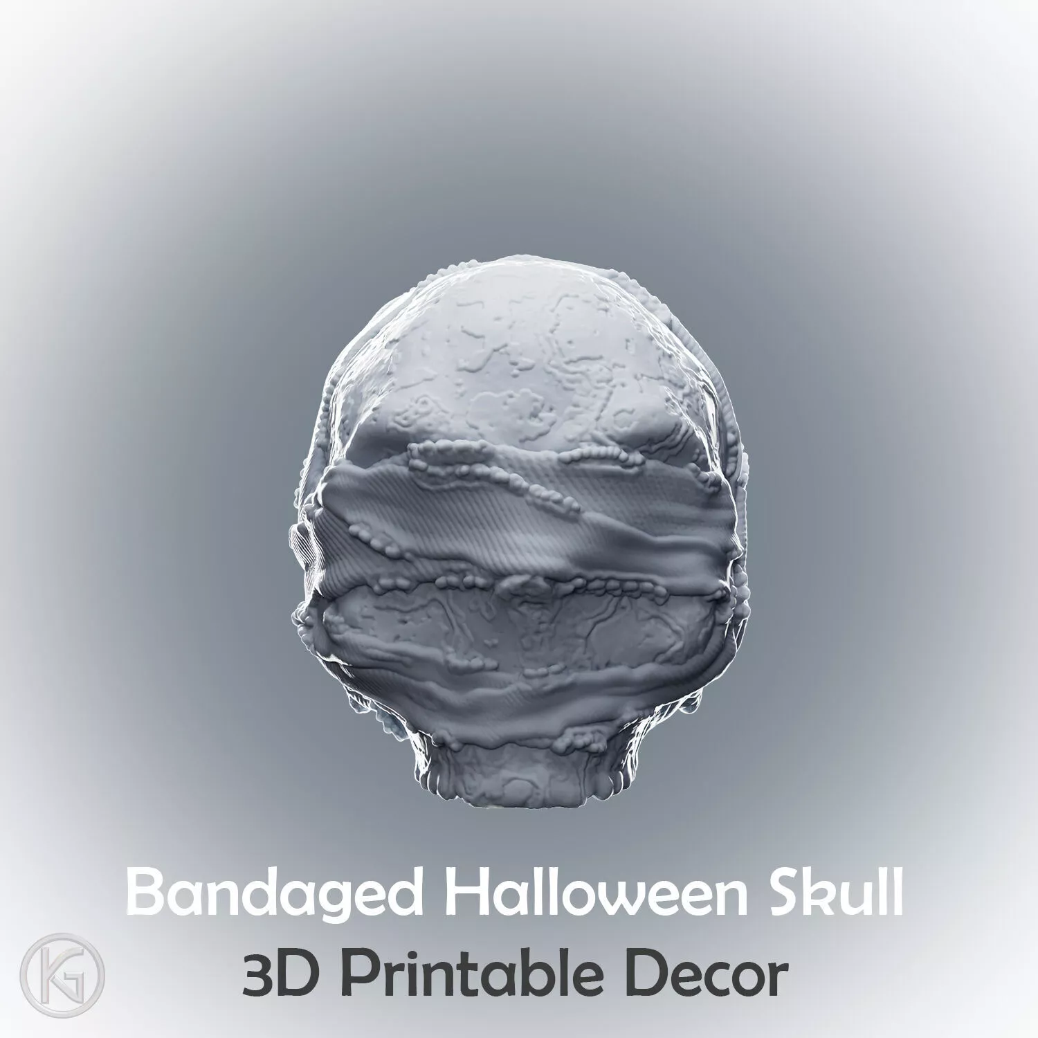 Bandaged Halloween Skull Decor 3D print model