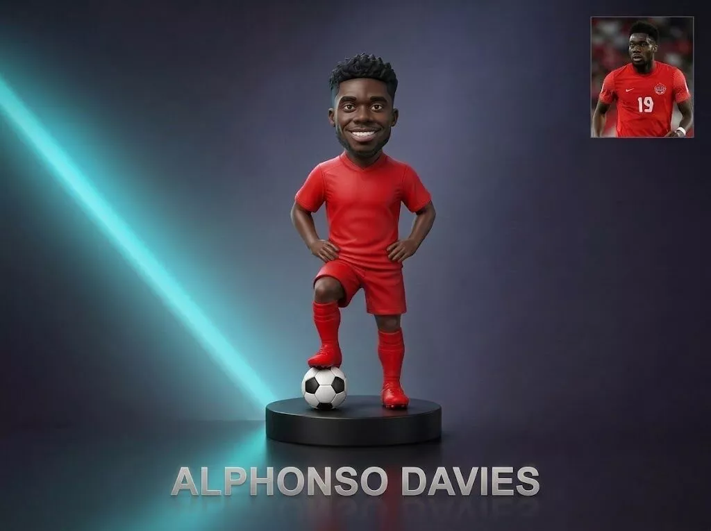 Alphonso Davies Football Player Figurine 3D Print Model 3D print model
