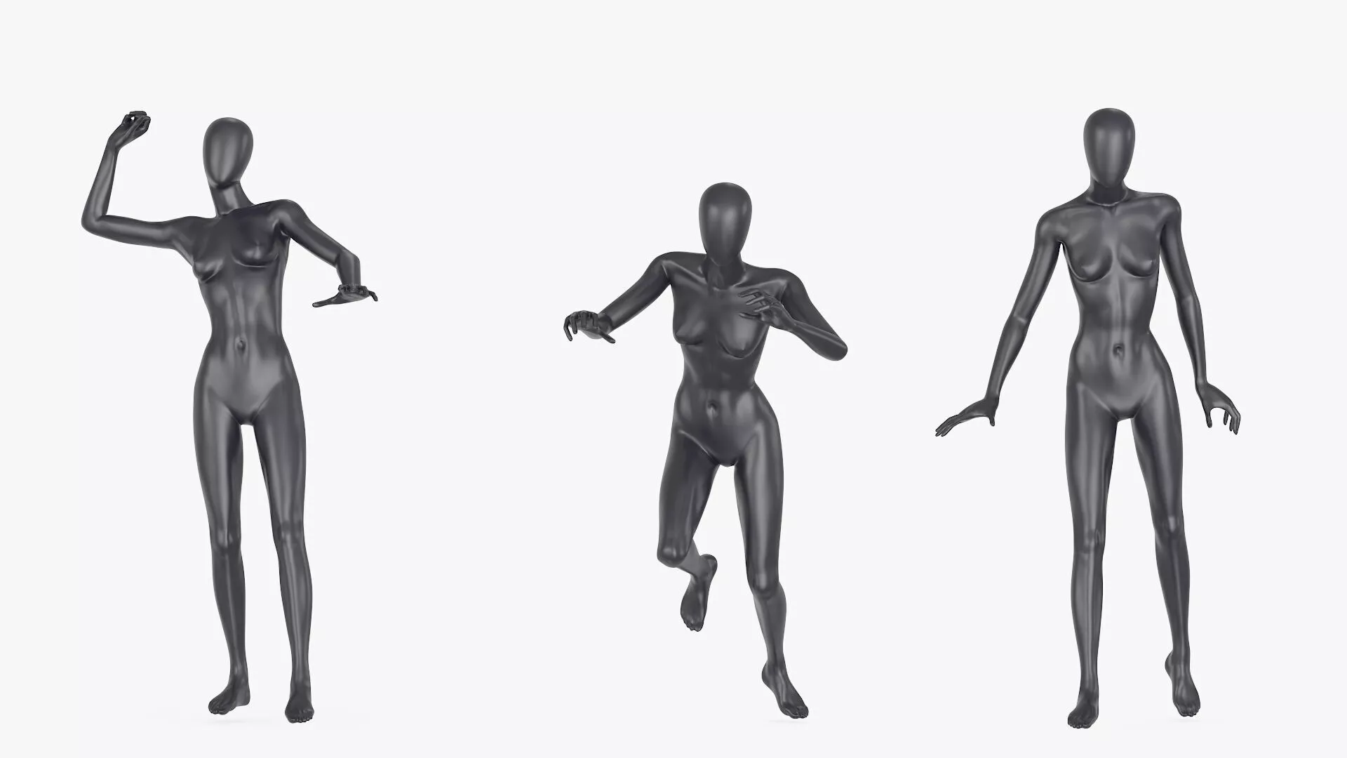Mannequin Female Black Rigged for Cinema 4D 3D model