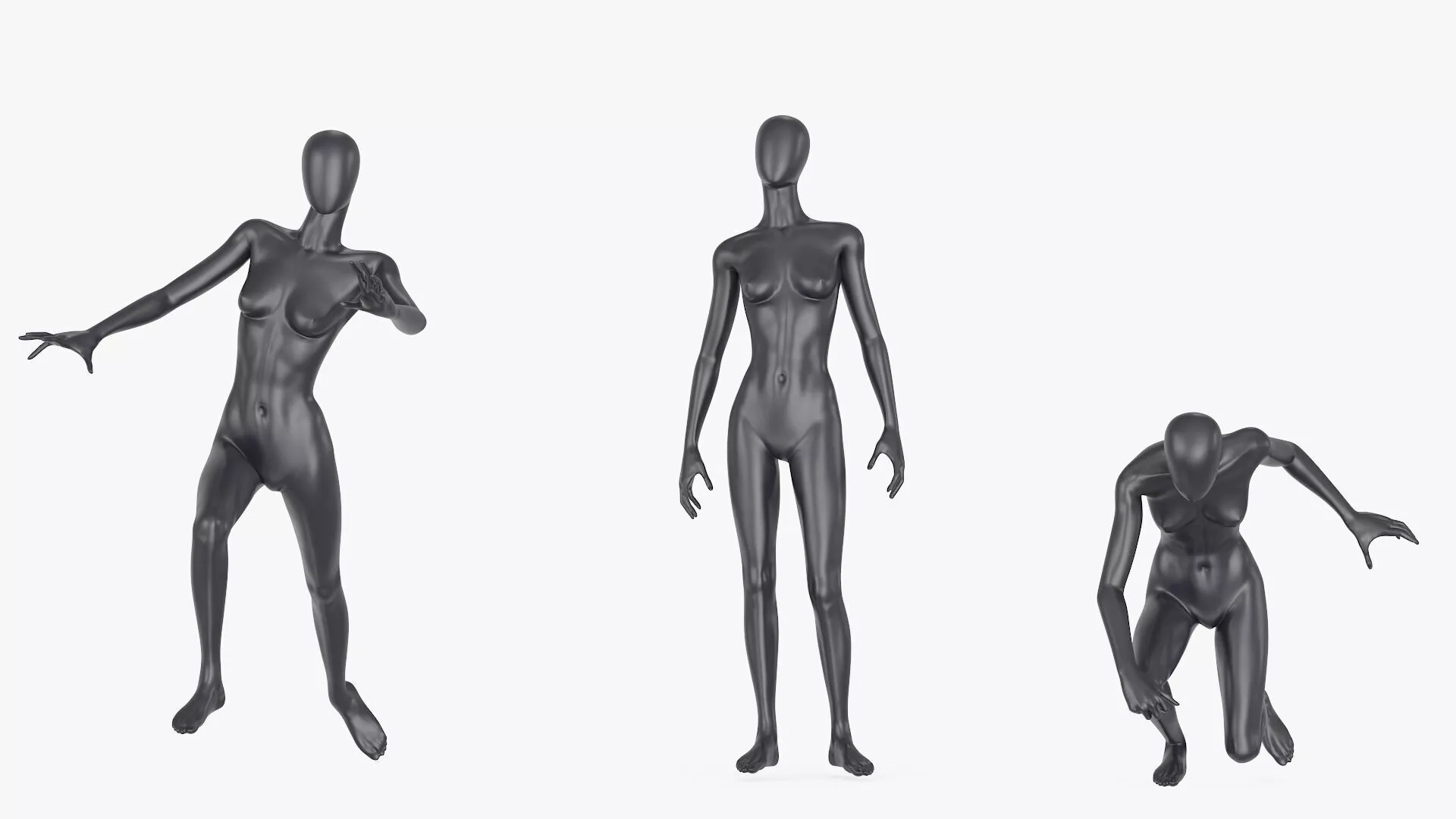 Mannequin Female Black Rigged for Maya 3D model