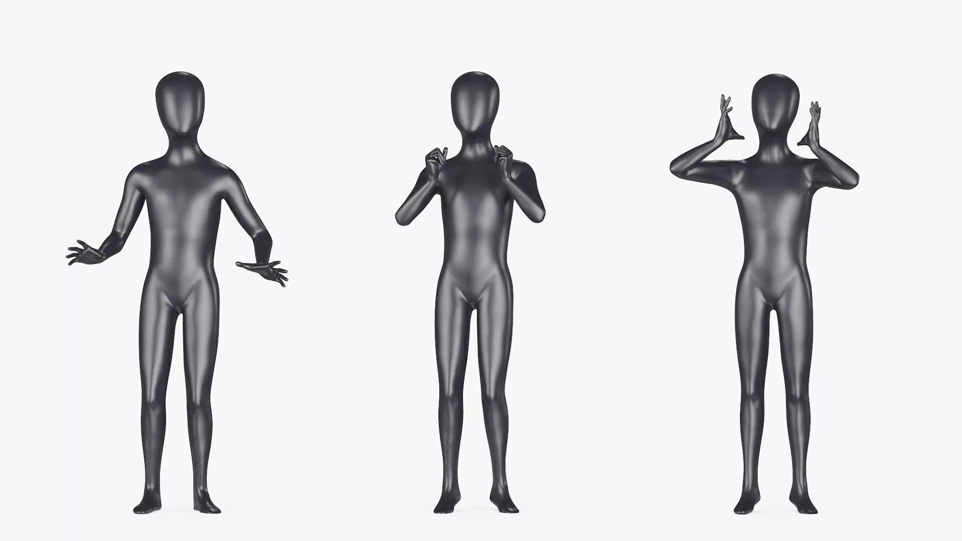 Mannequin Child Black Rigged for Cinema 4D 3D model