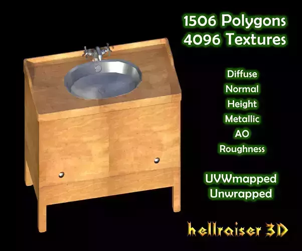 Cabinet Sink - PBR - Textured