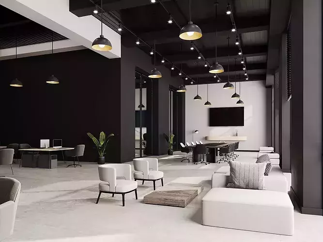 Interior scene loft office 09 3D model 4