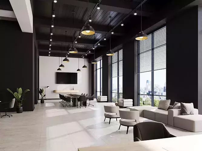 Interior scene loft office 09 3D model 3