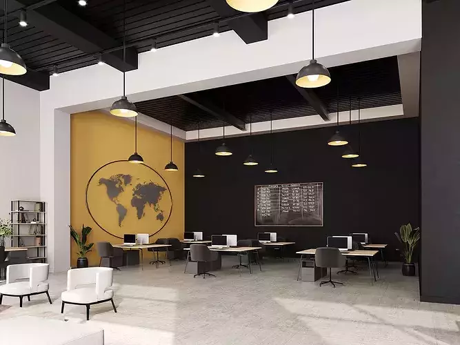 Interior scene loft office 09 3D model 5