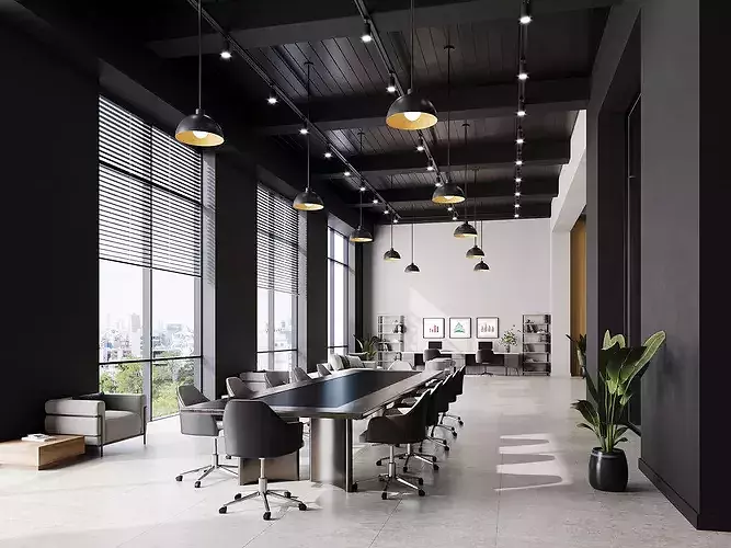 Interior scene loft office 09 3D model