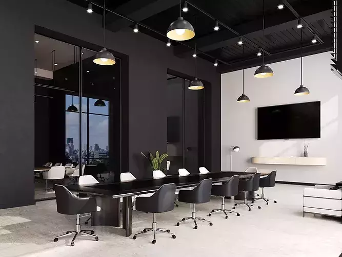 Interior scene loft office 09 3D model 6