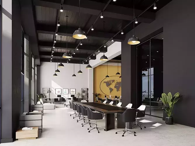 Interior scene loft office 09 3D model 2