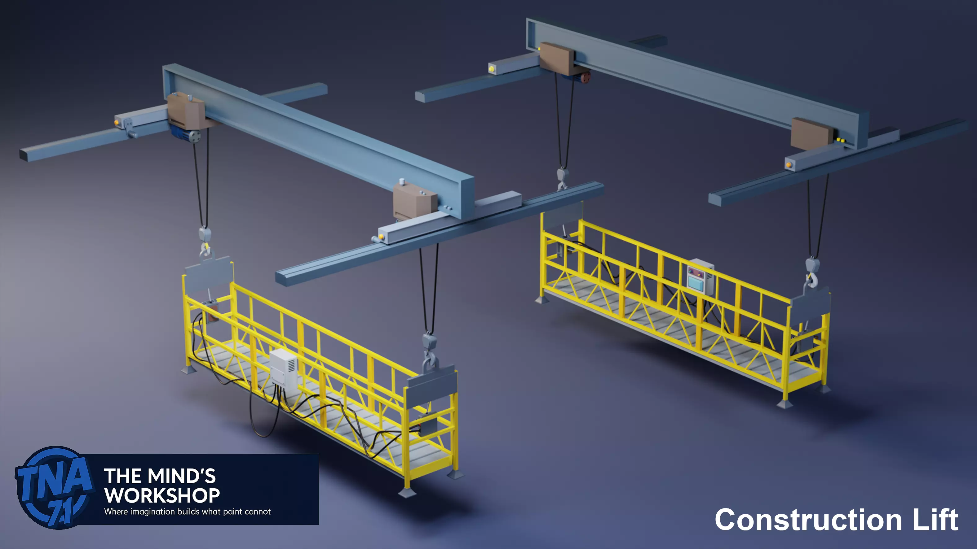 Stylized Industrial Construction Lift Set Free 3D model