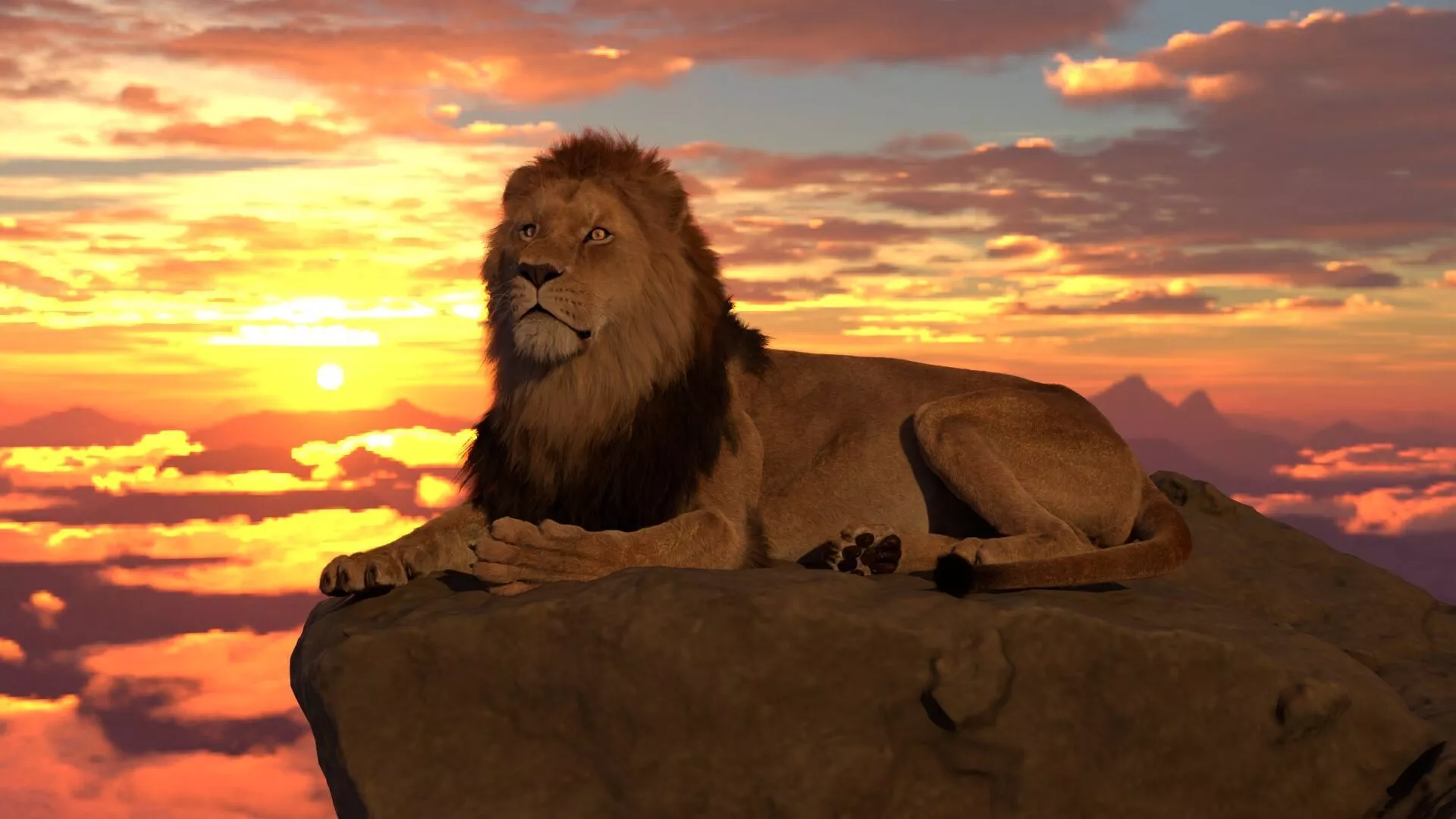 Realistic Lion Fully Rigged Hair Animated Blender Low-poly 3D model