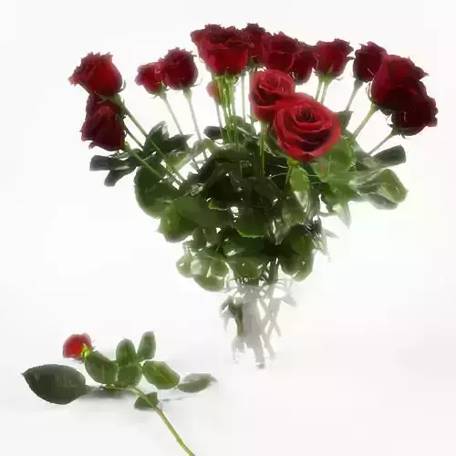 Red roses in glass vase  3D model