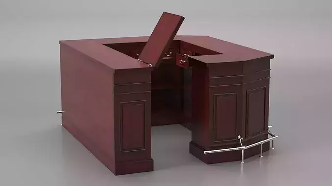 Wooden Reception Desk U Form Cherry 3D model