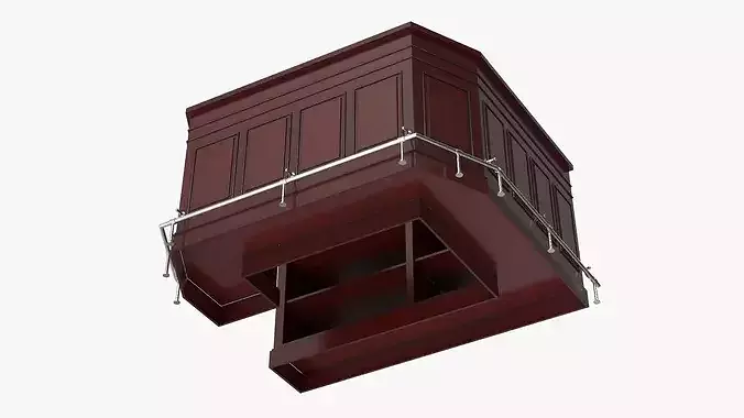 Wooden Reception Desk U Form Cherry 3D model 5