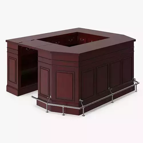 Wooden Reception Desk U Form Cherry 3D model 7