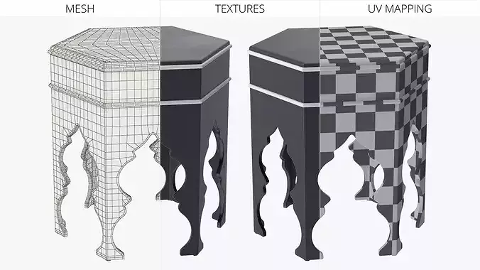 Modern Arabic Table 3D model 7