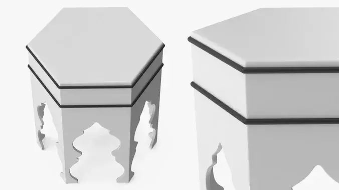 Hexagon Side Arabic Table 3D model 3