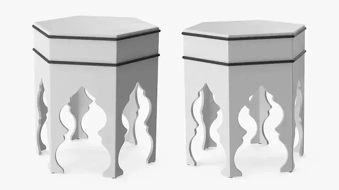 Hexagon Side Arabic Table 3D model 2