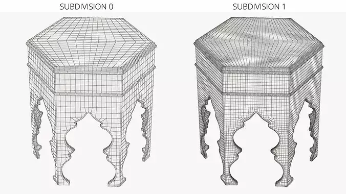 Hexagon Side Arabic Table 3D model 7