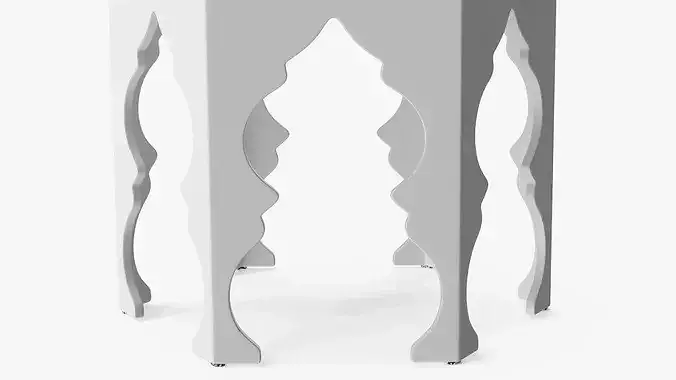 Hexagon Side Arabic Table 3D model 5