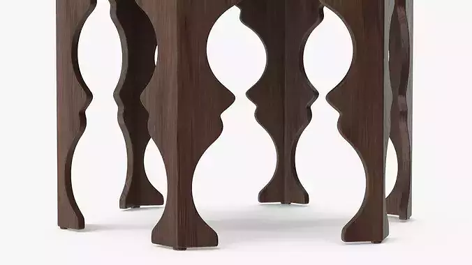 Traditional Arabic Coffee Set on Wooden Table 3D model 5