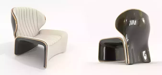 Modern Leather Lounge Chair with Coffee Table Set 2 3D model 6