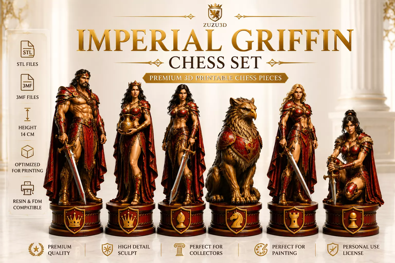 Imperial Griffin Chess Set 3D print model