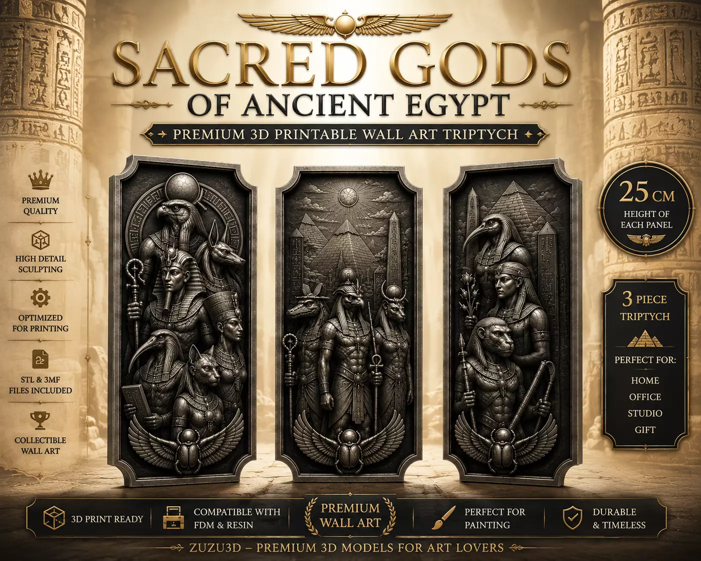 Sacred Gods of Ancient Egypt 3D print model