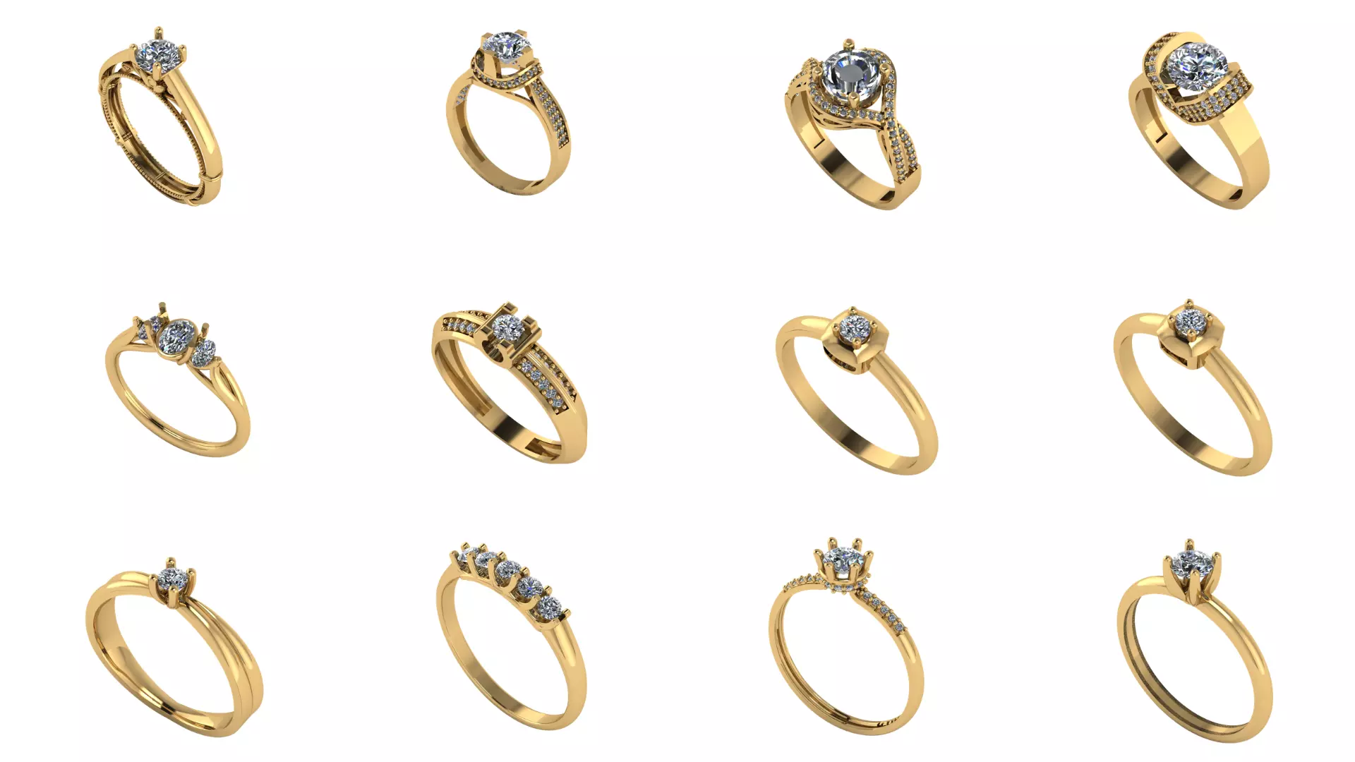 Large set of gold and silver jewelry 3D printing model 3D print model