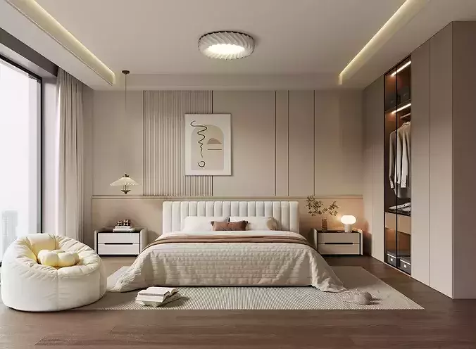 modern bedroom interior022 3D model