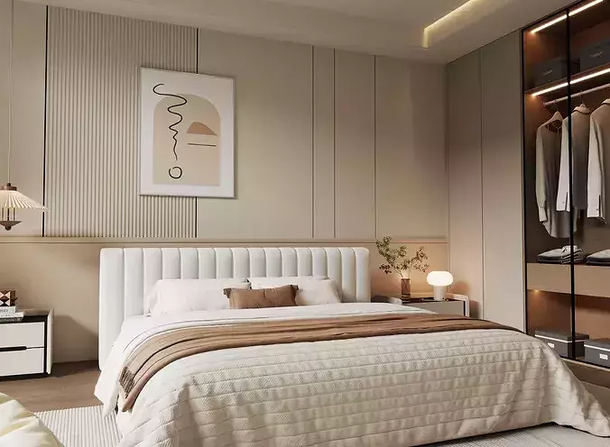 modern bedroom interior022 3D model 2
