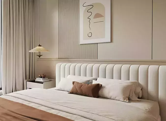 modern bedroom interior022 3D model 4