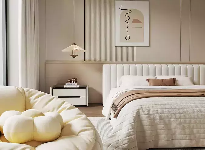 modern bedroom interior022 3D model 5