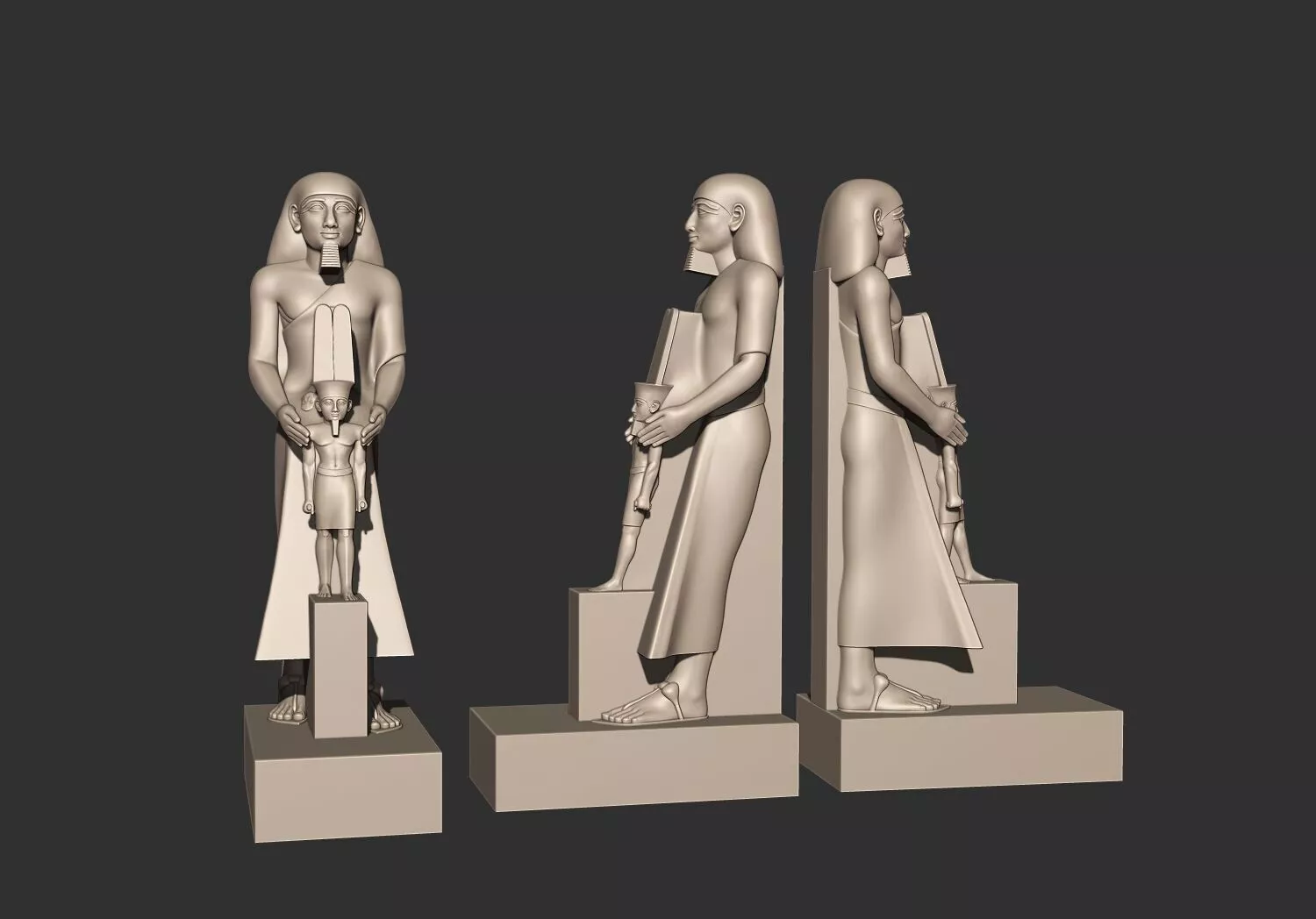 Shoshenq Statue and God Amun Ancient Egyptian STL 3D Model 3D print model