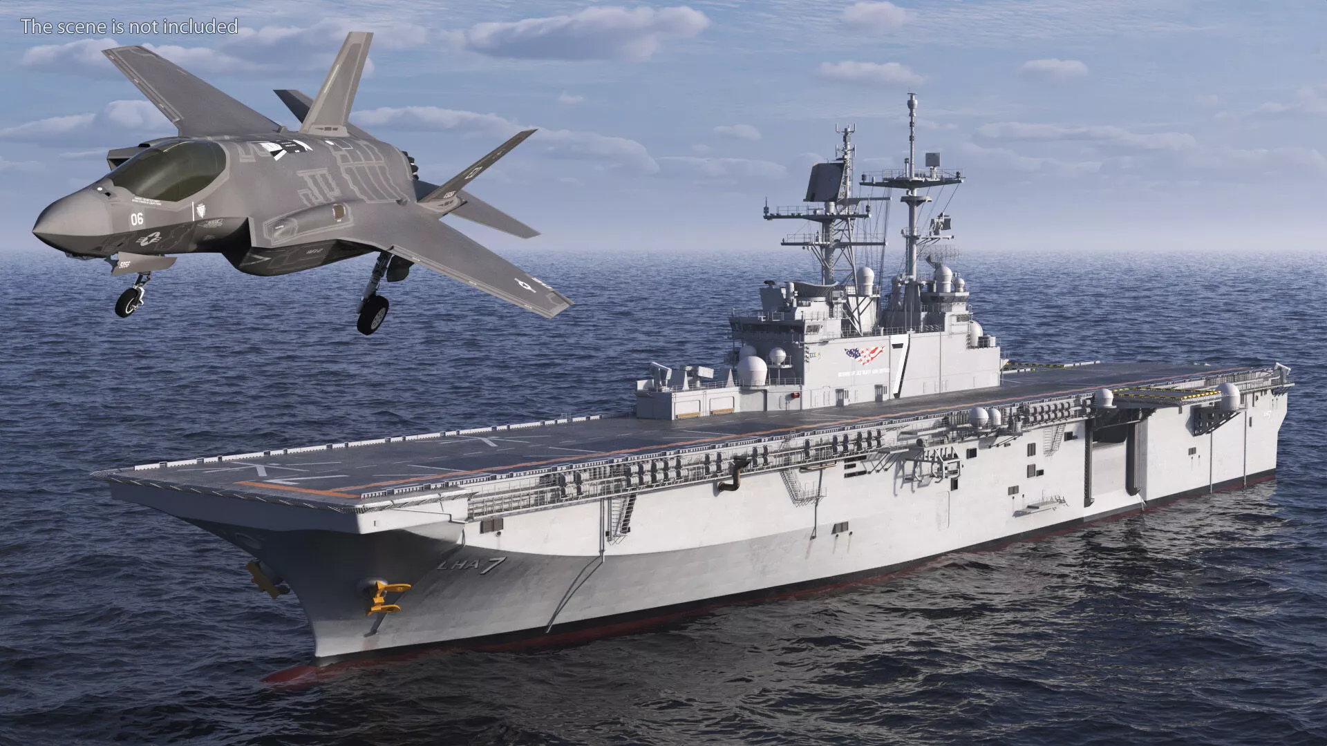 Navy Fighter F-35B Departing Deck Animated Rigged 3D model