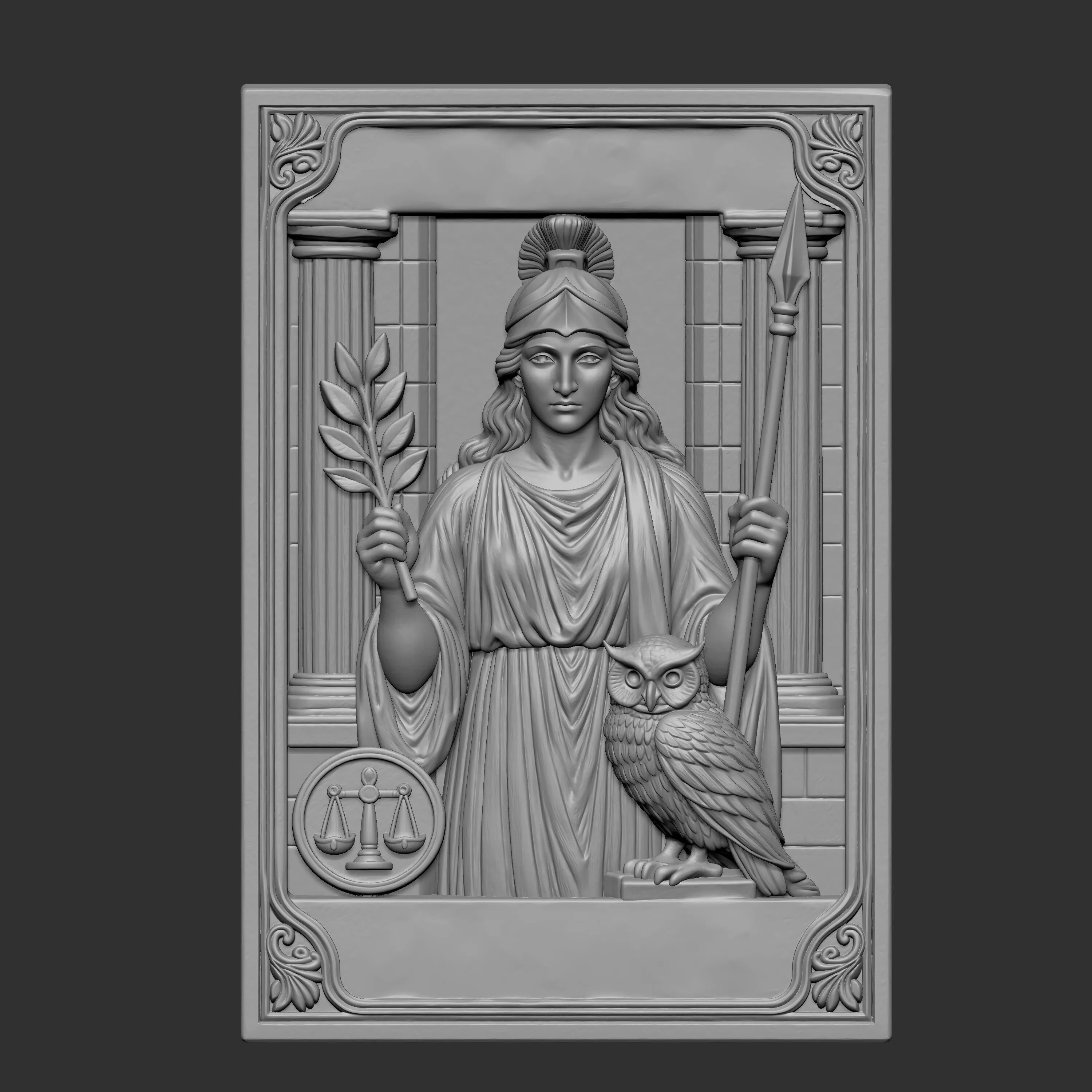 3D digital bas relief model of Athena 3D print model