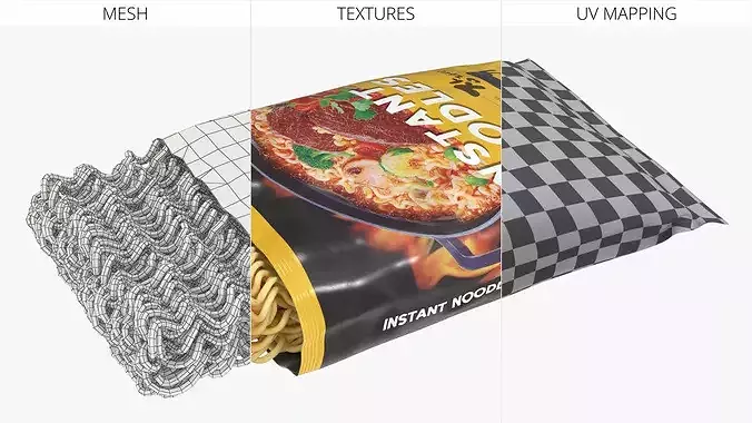 Open Pack with Instant Noodles 3D model 6