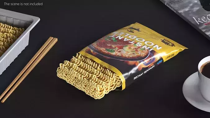 Open Pack with Instant Noodles 3D model 2