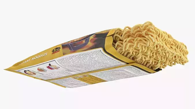 Open Pack with Instant Noodles 3D model 4