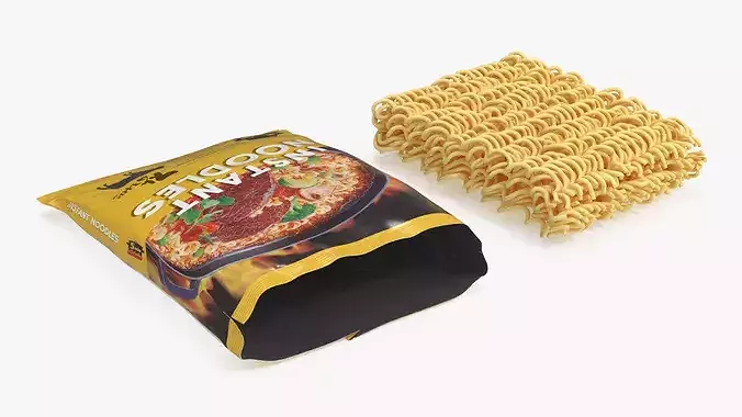 Open Pack with Instant Noodles 3D model 5