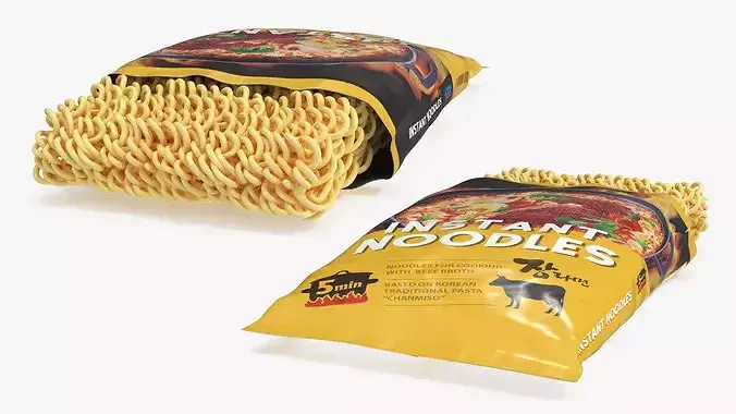Open Pack with Instant Noodles 3D model 3