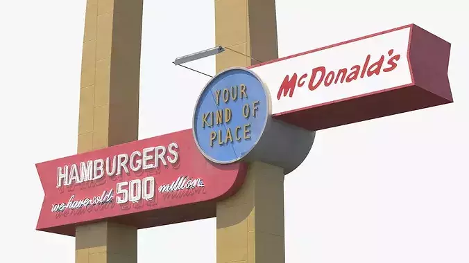 Vintage McDonalds Neon Sign with Arches 3D model 6