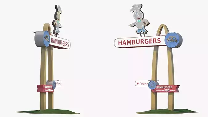 Vintage McDonalds Neon Sign with Arches 3D model 5
