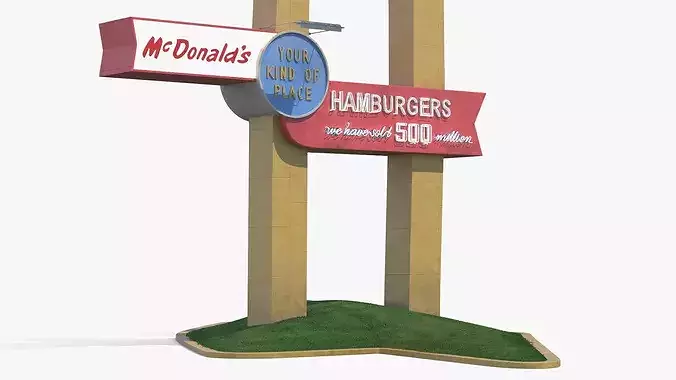 Vintage McDonalds Neon Sign with Arches 3D model 7