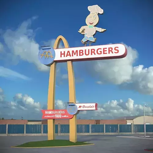 Vintage McDonalds Neon Sign with Arches 3D model 2